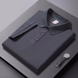 Solid-color Summer Mens Clothing Lapel Half-sleeve High-end Trendy Casual Plain Top