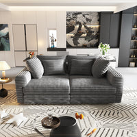 102.4 ' Plush Corduroy 4-Seat Sofa,Modern Comfy Upholstered Sofa Cloud Couch,Deep Seat Couches with Soft Pillows,Convertible Deep Seat Sofa Lounge Chair for Living Room Bedroom,Apartment,Office,Grey