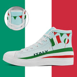 Personalized Italian Heritage High Tops Sneakers, Custom  Stylish & Breathable Patriotic Shoes, Canvas Streetwear