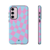 BLUE PINK CURVY CHECKERBOARD | Tough Phone Case