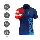 Personalized USA Pride Polo Shirt, Custom Red, White & Blue Patriotic and Breathable Shirt, Celebrate July 4th in Style