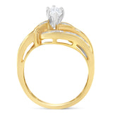 14KT Two-Toned Gold Marquise, Baguette and Round Cut Diamond Bypass Ring (1 cttw, H-I Color, SI1-SI2 Clarity) (Size 7)