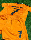 Ronaldo 7 Real Madrid Away Orange 3rd Jersey Toddler/Youth Soccer Jersey Kids Kit