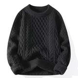Round-neck High-neck Fleece-lined Solid-color Sweater