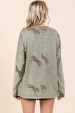 Mittoshop Mineral Wash Cheetah Print Long Sleeve Top