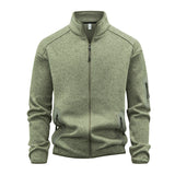 Zippered Pocket Long-sleeve Stand-collar Cardigan Sweatshirt