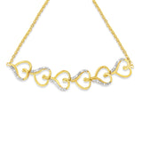 10K Yellow Gold over .925 Sterling Silver Diamond Accented Open Hearts 6â€-9â€ Adjustable Chain Bolo Bracelet (H-I Color, I2-I3 Clarity)