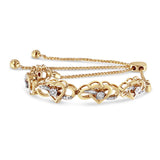 14K Yellow Gold Plated .925 Sterling Silver 1/10 Cttw Diamond Infinity Heart Shaped 4â€-10â€ Adjustable Bolo Bracelet (H-I Color, I2-I3 Clarity)
