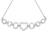 .925 Sterling Silver 1/10 Cttw Round-Cut Diamond Heart-Link Adjustable Bolo Bracelet ( H-I Color, I2-I3 Clarity) - 6"-9" Adjustable