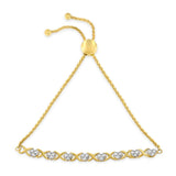 10K Yellow Gold over .925 Sterling Silver 1/10 Cttw Diamond Heart and X-Link 6â€-9â€ Adjustable Bolo Bracelet (H-I Color, I2-I3 Clarity)