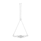 .925 Sterling Silver Diamond Cushion Frame Heart-Sides Twist 4â€-10â€ Adjustable Bolo Tennis Bolo Bracelet (I-J Color, I3 Clarity)
