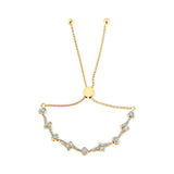 14K Yellow Gold Plated .925 Sterling Silver Diamond Accent Heart and Wave Link Bolo Bracelet (I-J Color, I2-I3 Clarity) - 6" to 9" Adjustable