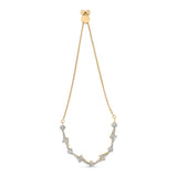 14K Yellow Gold Plated .925 Sterling Silver Diamond Accent Heart and Wave Link Bolo Bracelet (I-J Color, I2-I3 Clarity) - 6" to 9" Adjustable