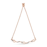 14K Rose Gold Plated .925 Sterling Silver 1/10 Cttw Diamond Wave and Hearts 4â€-10â€ Adjustable Bolo Bracelet (I-J Color, I3 Clarity)