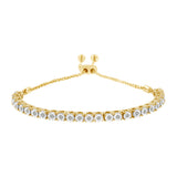 10K Yellow Gold over .925 Sterling Silver 1/4 Cttw Miracle-Set Diamond 4â€-10â€ Adjustable Bolo Tennis Bracelet (I-J Color, I3 Clarity)