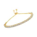 10K Yellow Gold over .925 Sterling Silver 1/4 Cttw Miracle-Set Diamond 4â€-10â€ Adjustable Bolo Tennis Bracelet (I-J Color, I3 Clarity)
