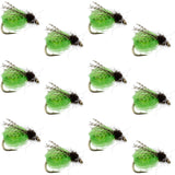 LaFontaine Bright Green Deep Sparkle Caddis Pupa - 1 Dozen Flies Hook Size 18