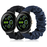 Tovimall Scrunchie Bands Compatible with Google Pixel Watch 3 45mm Watch BandElastic Fabric Watch BandScrunchie Strap Replacement Watch Bands For Women(2 Pack)