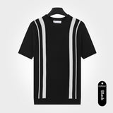 Mens Ice-Silk Cool-Feel Striped Crew-Neck Knitted Top