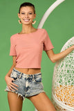 BiBi Rib Knit with Back Cross and Tied Detailed Top