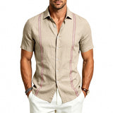 Mens Casual Linen Short-sleeve Shirt