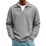 Waffle-Paneled Polo Shirt Mens Lapel Knitwear
