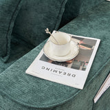 Modern Green Chenille L Shaped Sectional Sofa with Chaise