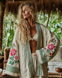 Ethnic-style Casual Linen Shawl With A Printed Shirt