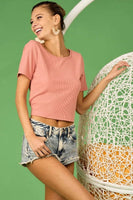 BiBi Rib Knit with Back Cross and Tied Detailed Top
