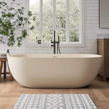 [69X30-Inch] Nuvia Freestanding Oval Stone Resin Soaking Tub With Overflow Drain (SAK35786)