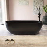 [69X30-Inch] Nuvia Freestanding Oval Stone Resin Soaking Tub With Overflow Drain (SAK35786)