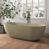 [69X30-Inch] Nuvia Freestanding Oval Stone Resin Soaking Tub With Overflow Drain (SAK35786)