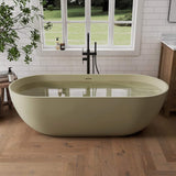 [69X30-Inch] Nuvia Freestanding Oval Stone Resin Soaking Tub With Overflow Drain (SAK35786)