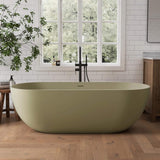 [69X30-Inch] Nuvia Freestanding Oval Stone Resin Soaking Tub With Overflow Drain (SAK35786)