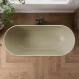 [69X30-Inch] Nuvia Freestanding Oval Stone Resin Soaking Tub With Overflow Drain (SAK35786)