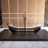 [69X30-Inch] Nuvia Freestanding Oval Stone Resin Soaking Tub With Overflow Drain (SAK35786)
