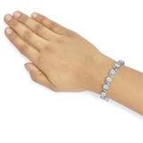 14K White Gold 7 3/8 Cttw Round Brilliant Diamond Floral Cluster and S Link Bracelet (H-I Color, SI2-I1 Clarity) - 7" Inches