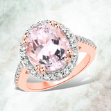6.94 Carat Genuine Kunzite and White Topaz .925 Sterling Silver Ring