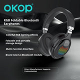 KP-H103 Best Selling In Stock Over Ear Bluetooth Headphones Foldable RGB Ambient Lighting Active Noise Cancellation Dynamic Drivers A Viral Hit