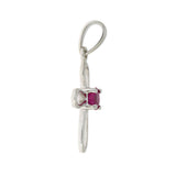 .22ct Ruby Cross Religious Pendant 10KT White Gold