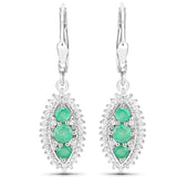 3.52 Carat Genuine Zambian Emerald and White Topaz .925 Sterling Silver 3 Piece Jewelry Set (Ring, Earrings, and Pendant w/ Chain)