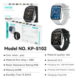 KP-S102 Best Selling Smartwatch Bluetooth Calling Blood Pressure Monitor Pedometer Curved Screen Narrow Bezel Waterproof Sports Watch In Stock