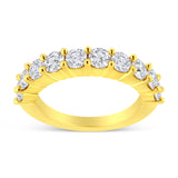 14K Yellow Gold Plated .925 Sterling Silver 2.0 Cttw Round Brilliant Cut Diamond 10 Stone Anniversary Band Ring (J-K Color, I1-I2 Clarity) - Size 7