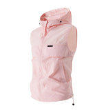 New Mens Sun-protective Jacket Hooded Sleeveless Vest