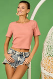 BiBi Rib Knit with Back Cross and Tied Detailed Top