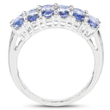 3.16 Carat Genuine Tanzanite & White Topaz .925 Sterling Silver Ring