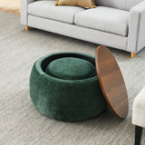 Modern Classic Round Storage Ottoman Coffee Table with Removable Top