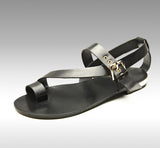Men's Hollow Leather Roman Sandals, Thong Design