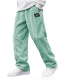 Mens Casual Embroidered-logo Drawstring Loose-fit Elastic-waist Pants With Pockets