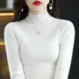 New Slim-fit Figure-flattering Sweater With A Half-high Neckline